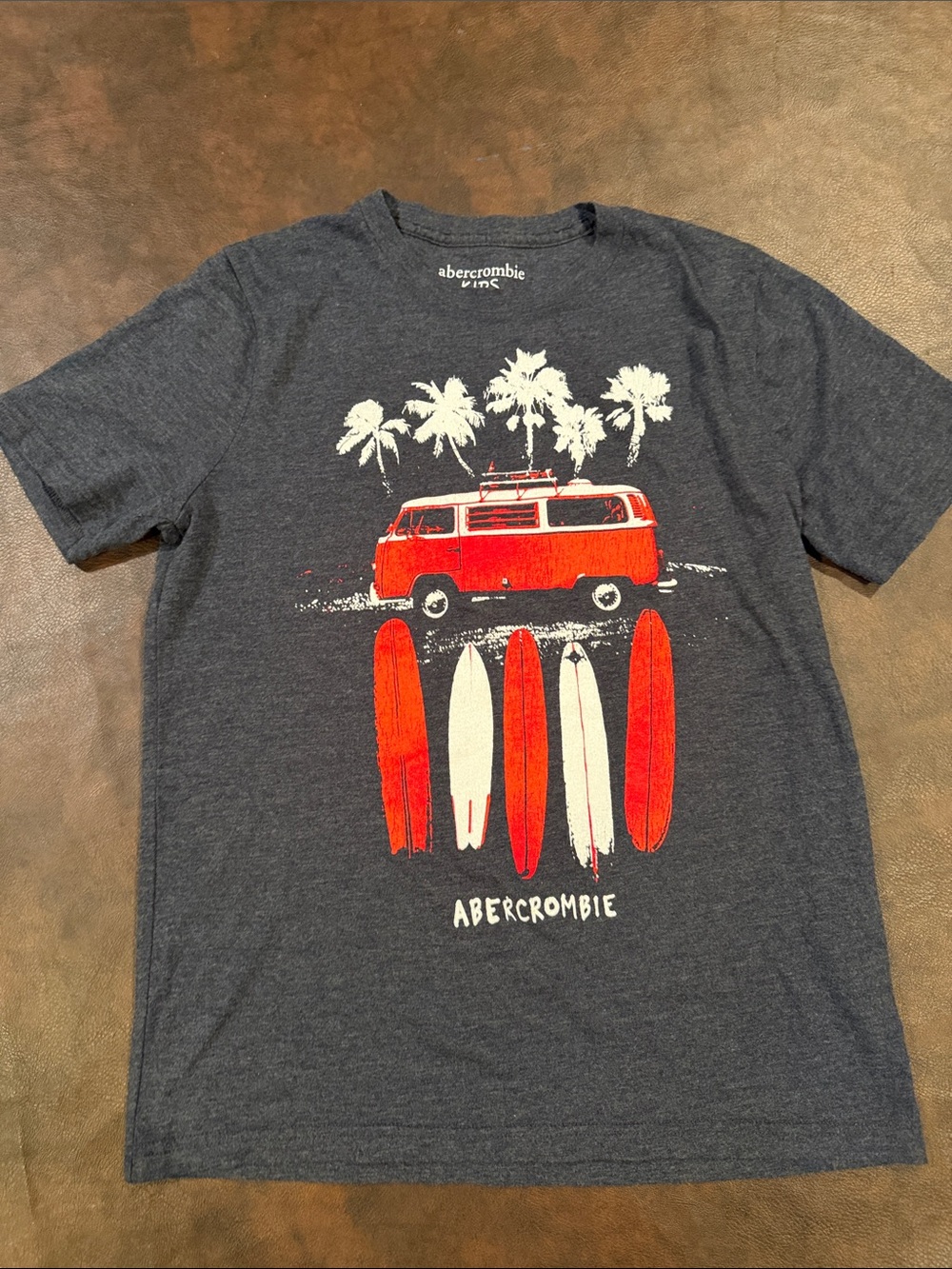 Kids Abercrombie & Fitch Navy Tee with Red & White Surf Graphic